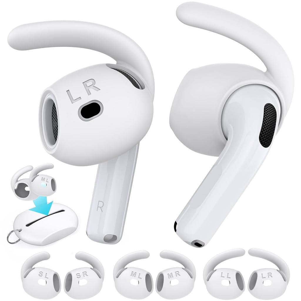 ZORBES® Ear Hooks for AirPods 4th Generation (2024), 3 Pairs S/M/L Anti-Slip Ear Covers, Added Storage Pouch, Silicone Accessories Compatible with Apple AirPods 4th Gen (Large+Medium+Small, White) ZORBES® Ear Hooks for AirPods 4th Generation (2024), 3 Pairs S/M/L Anti-Slip Ear Covers, Added Storage Pouch, Silicone Accessories Compatible with Apple AirPods 4th Gen (Large+Medium+Small, White)